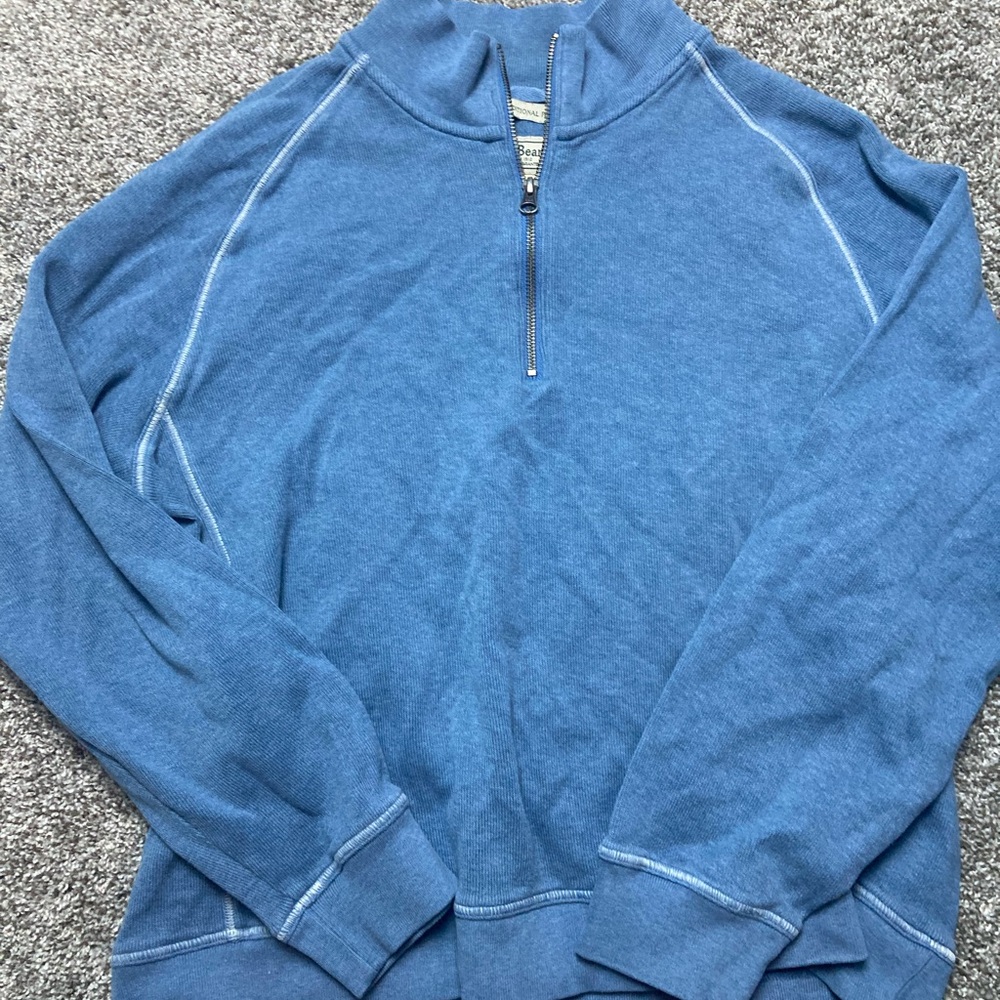 LL Bean Mens Traditional Fit Quarter Zip Pullover Long-Sleeve Vintage Size Large